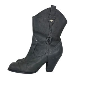 Harley Davidson Daisy Medium Women Black High Heel Leather Western Boots Size 10